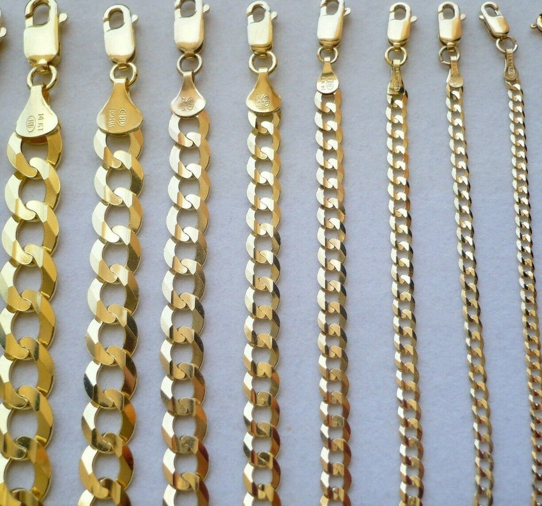 14K Solid White Gold Cuban Link Chain – 2MM, Lobster Clasp, Italy Made, Sizes 16-30