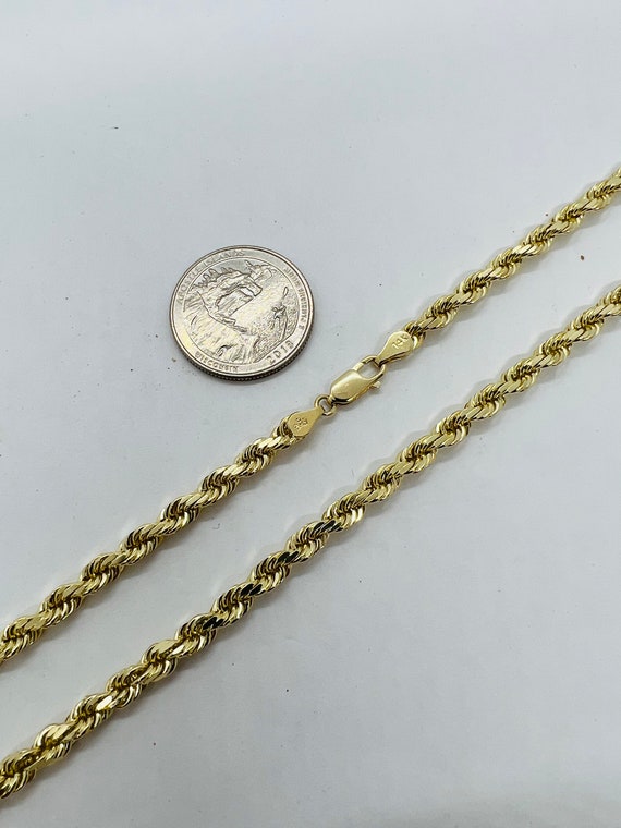14k Gold Solid Rope Chain Necklace Diamond Cut Men's Women's 1.5mm