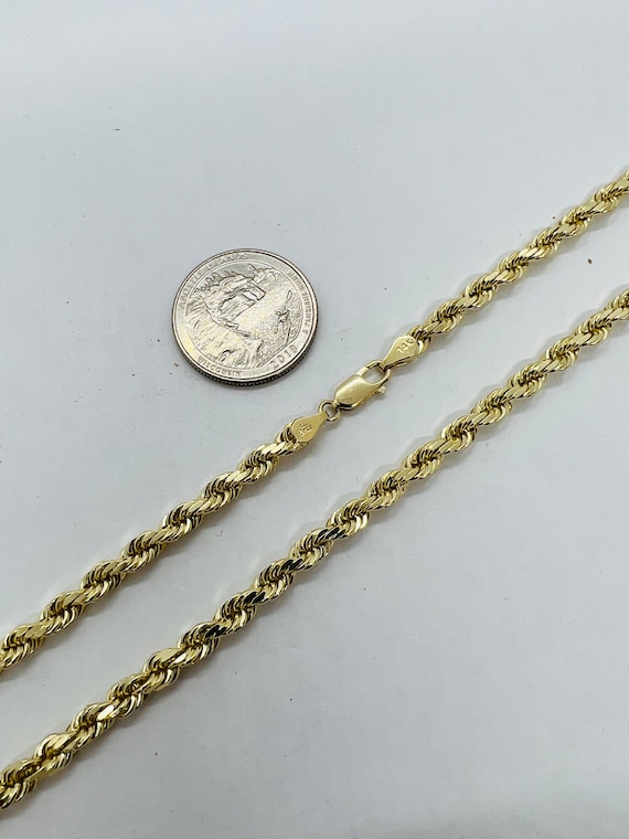 14k Gold Solid Rope Chain Necklace Diamond Cut Men's Women's 1.5mm