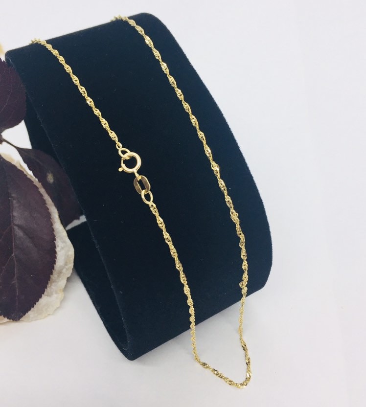 14k Solid Gold Women's Fine Singapore chain Twisted Necklace 16"-24" 1.2mm