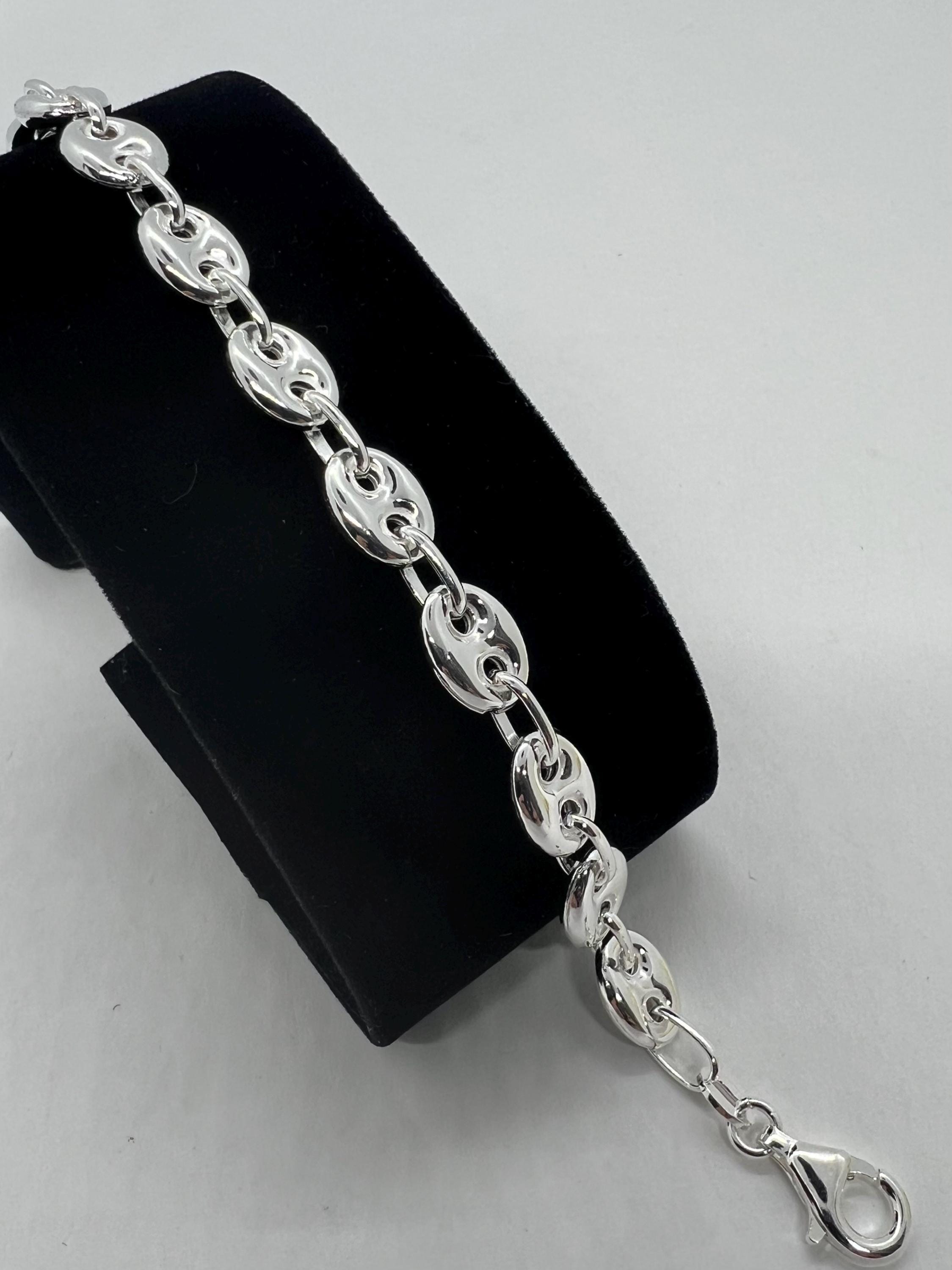925 Sterling Silver 8.5mm Puffed Anchor Link Mariner Link Women's