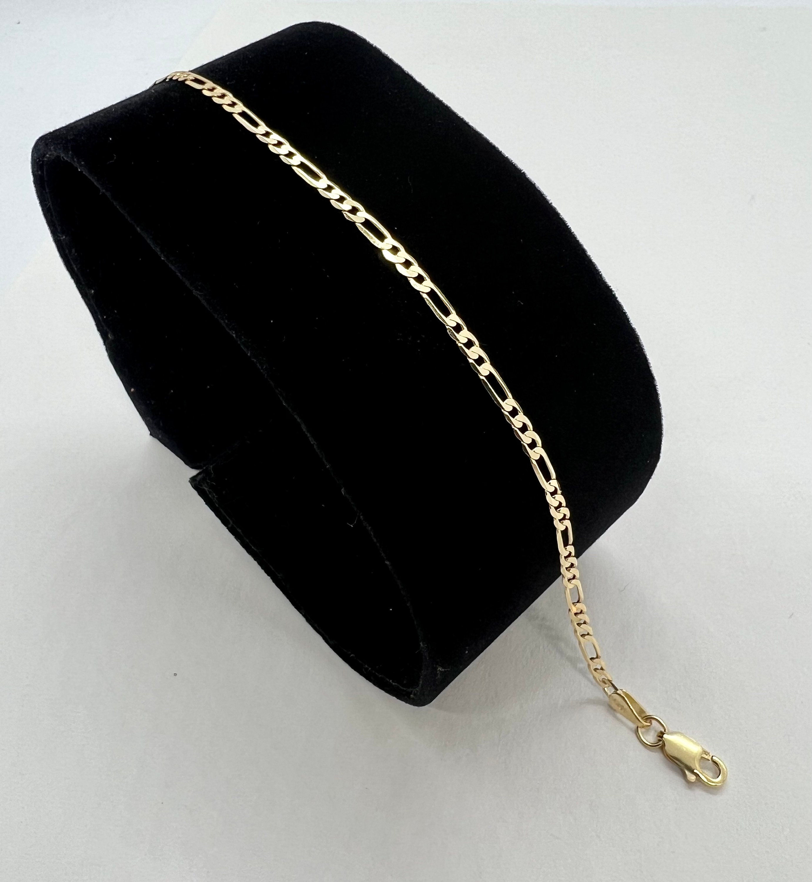 k*u様 10K Figaro Bracelet 19cm 2mm 10k Solid Gold 2mm Figaro Link Bracelet 7