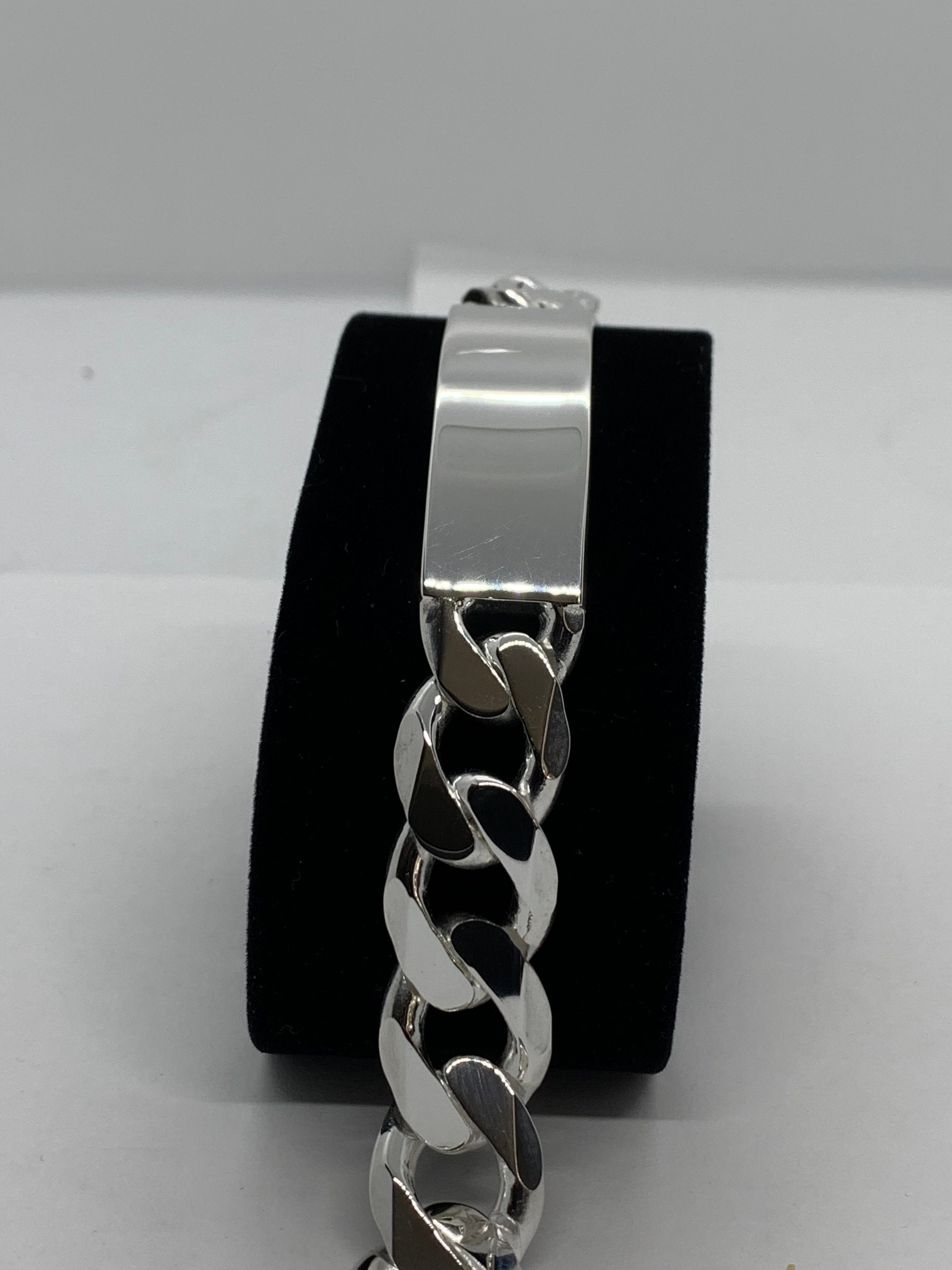 15mm 925 Sterling Silver Men's Cuban Link ID Bracelet - Etsy