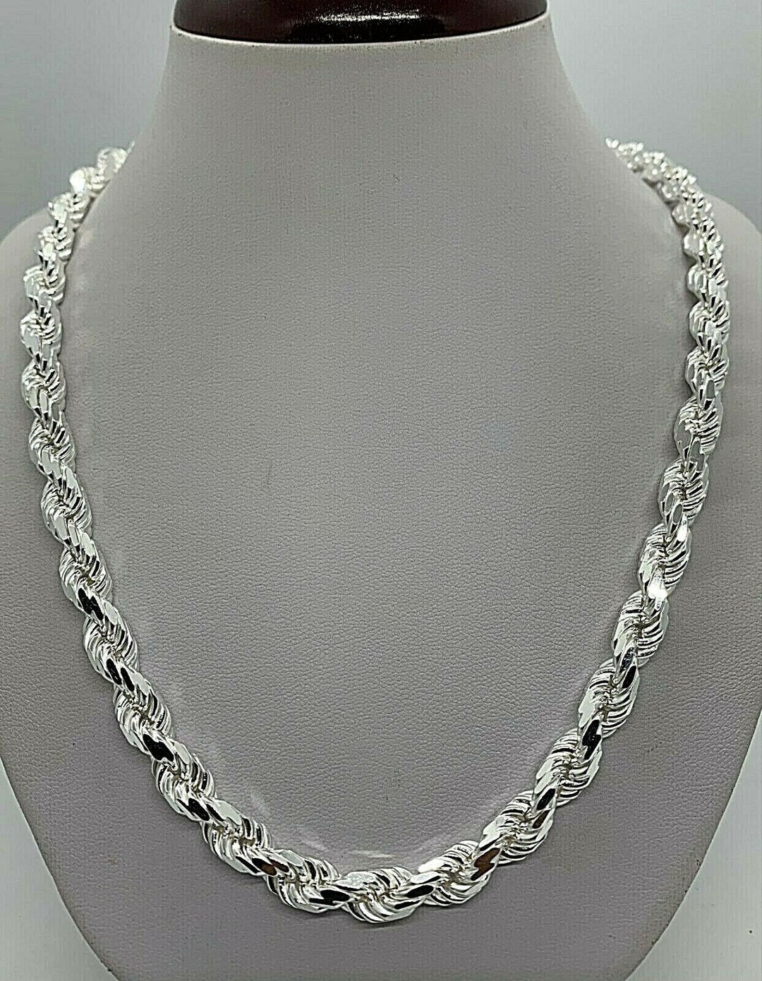 7mm 925 Sterling Silver Men's Solid Handmade Rope Chain Necklace