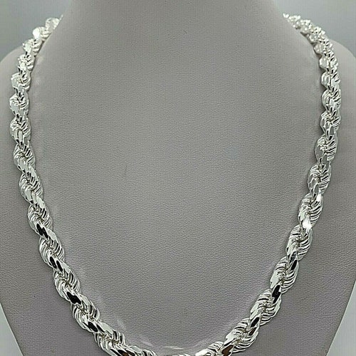 Handmade Rope Chain Necklace 9mm Solid 925 Sterling Silver - Etsy