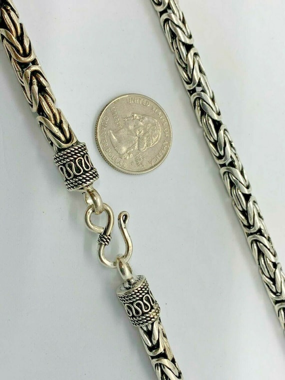 7mm 925 Sterling Silver Men's Women's Handmade Oxidized Byzantine
