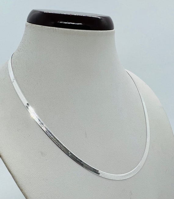 925 Sterling Silver Herringbone Chain Necklace 3.5mm Length