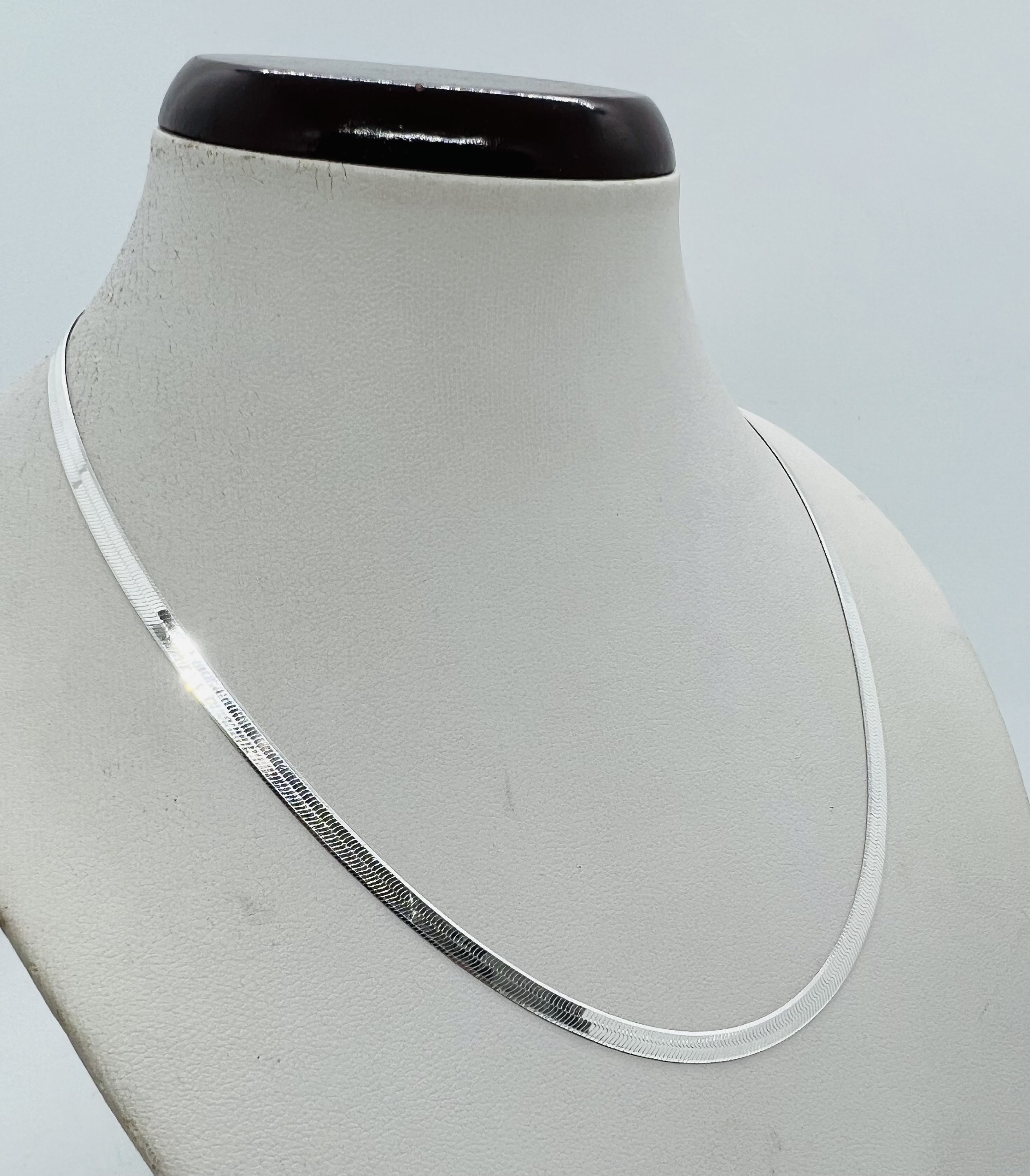 30-Inch Italian Herringbone Necklace – 925 Sterling Silver – Mixed Widths (7,8,11,14,16mm) – Unbranded, Made In Italy - View #3