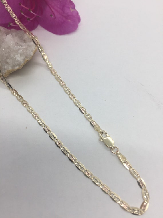 10K Tricolor Gold Valentino Chain Necklace, 2.75mm 16-24 Inch - Etsy