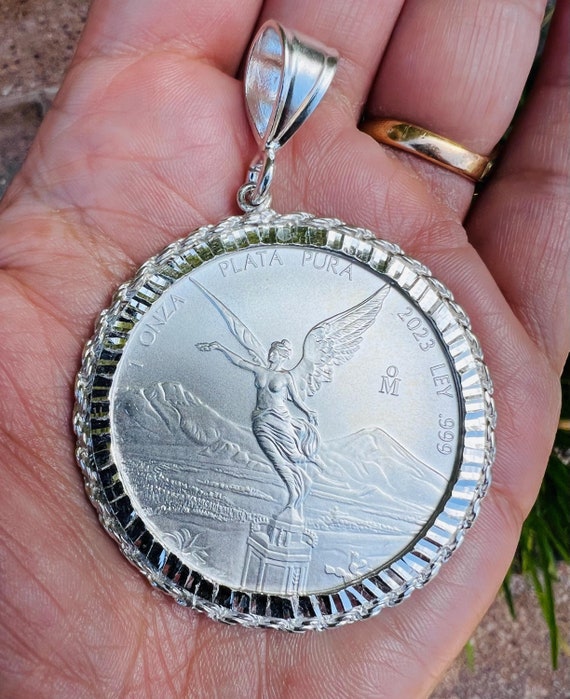Centenario 925 Sterling Silver .999 1oz Libertad PLATA PURA Coin Charm Pendant With 925 Silver Bezel Estados Unidos Mexicanos 2023 Etsy