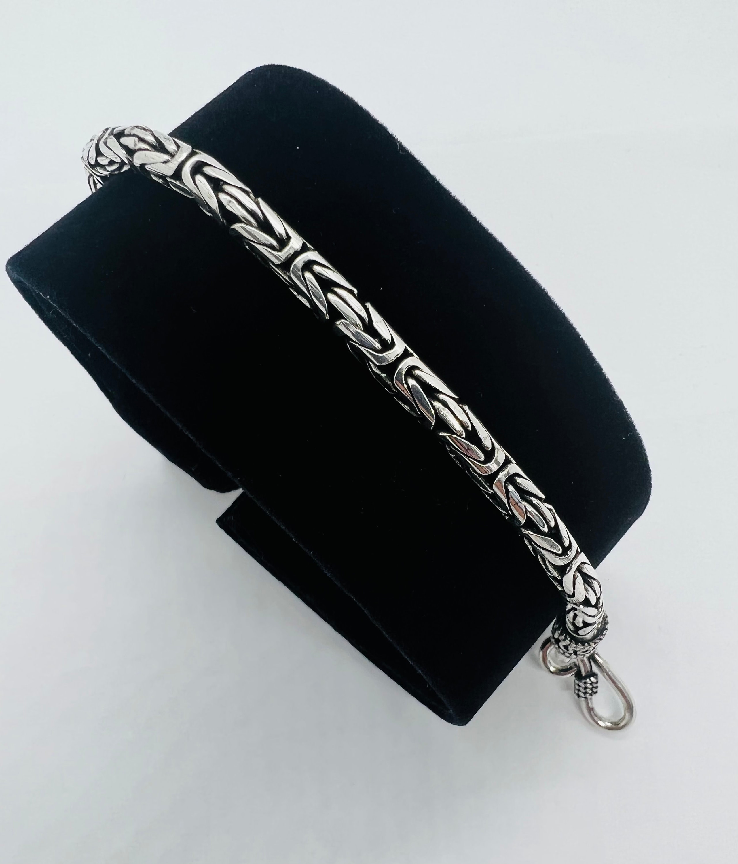 Sterling Silver Bali Byzantine Bracelet, Oxidized Handmade Chain