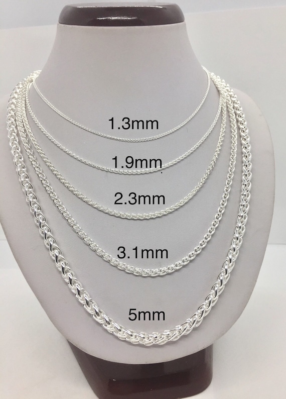 Spiga French Wheat Chain Necklace 2.5mm Wide Sterling Silver Spiga French Wheat Chain Necklace 2.5mm Wide Sterling Silver