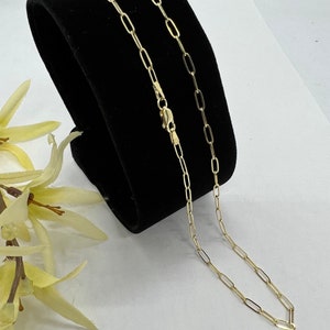 Paper Clip Solid 14K Gold Chain Necklace Women&#39;s Chain 2mm 16&quot;-30&quot; Minimalist Necklace Mother&#39;s Day Gift