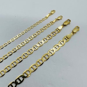 10k Gold Mariner Link Men's women's Chains Solid gold necklace 16"- 26" Flat mariner link chain Flat anchor link