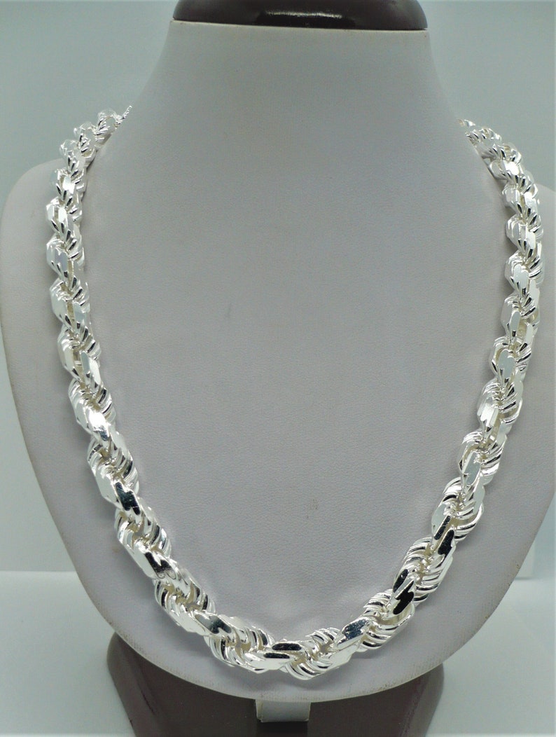 Handmade Rope Chain Necklace 9mm Solid 925 Sterling Silver Etsy