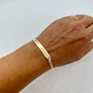 3.5mm 10k Solid Gold Men&#39;s Women&#39;s Cuban Link ID Bracelet 7&quot; 8&quot;  Free Laser Engraving personalized