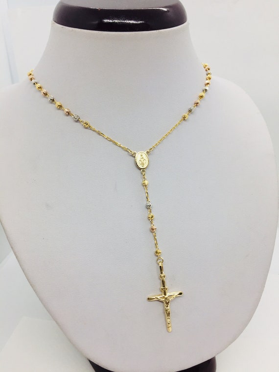 Mens 14k gold rosary cheap necklace