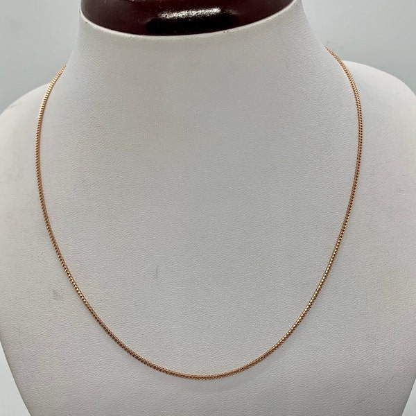 14K Solid Rose Gold Franco Chain Necklace, 1mm Width