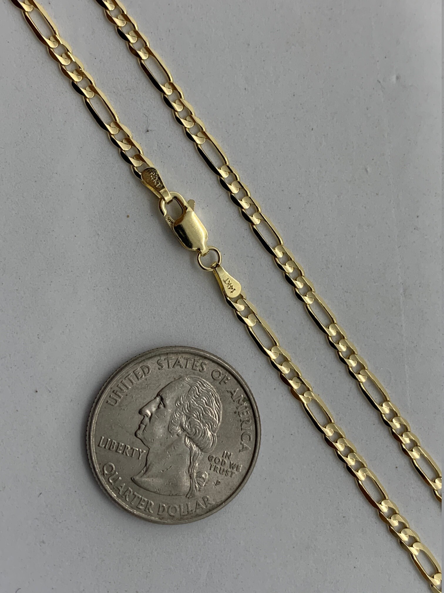 GoldsSolid 14K Yellow Gold Figaro Link Chain Necklace – 20 Inch, 3mm, Men Or Women