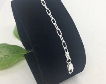 2.5mm 925 Sterling Silver Women's Paper Clip Link Bracelet 7