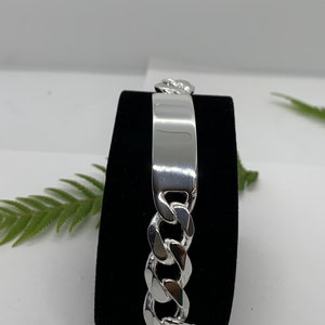 13mm 925 Sterling Silver Men's Cuban Link ID Bracelet - Etsy