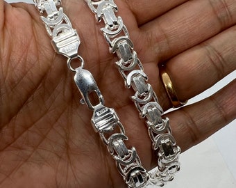 Buy 925 Sterling Silver Flat Byzantine Chain Men's Women's Buy 925 Sterling Silver Flat Byzantine Chain Men's Women's