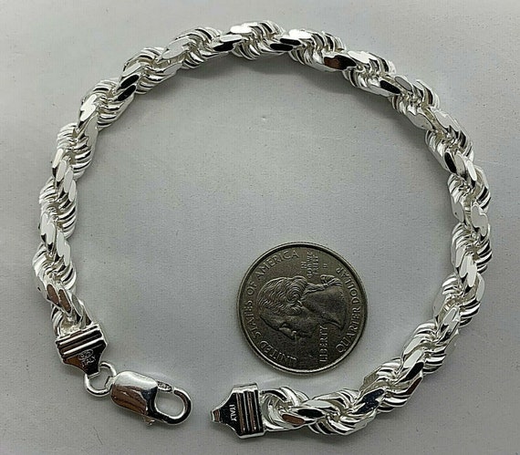 Buy 7mm Men's Solid 925 Sterling Silver Handmade Rope Bracelet 8 9 10. Silver  Rope Bracelet. Thick Bracelet. Men's Silver Bracelet Online in India - Etsy