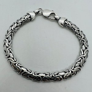 Sterling Silver 7mm Round Bali Byzantine Bracelet/ Men&#39;s Women&#39;s Handmade Antiqued Finish Nickel Free 8&quot;