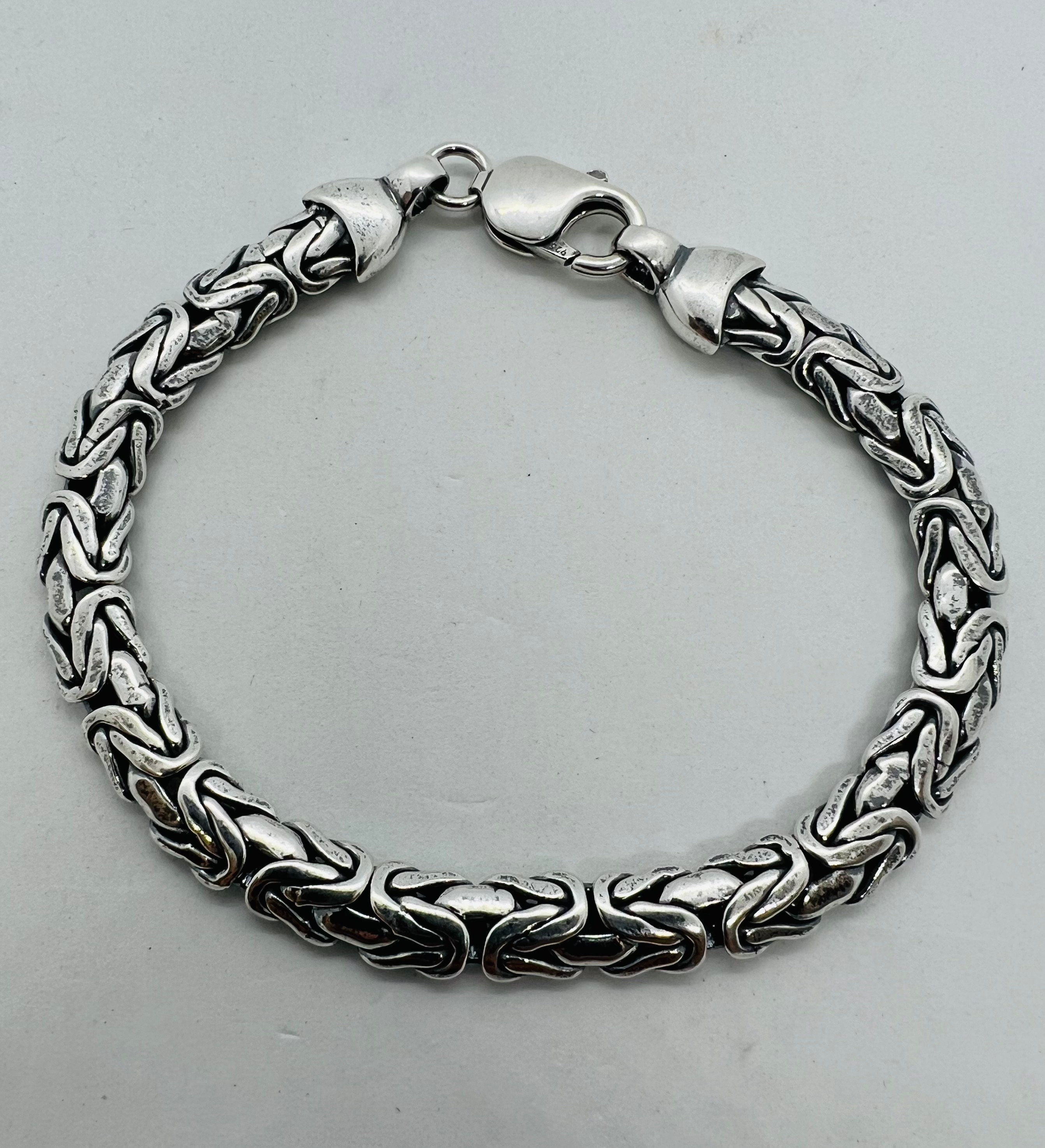 Oxidized Sterling Silver Bali Byzantine Bracelet, Handmade 8