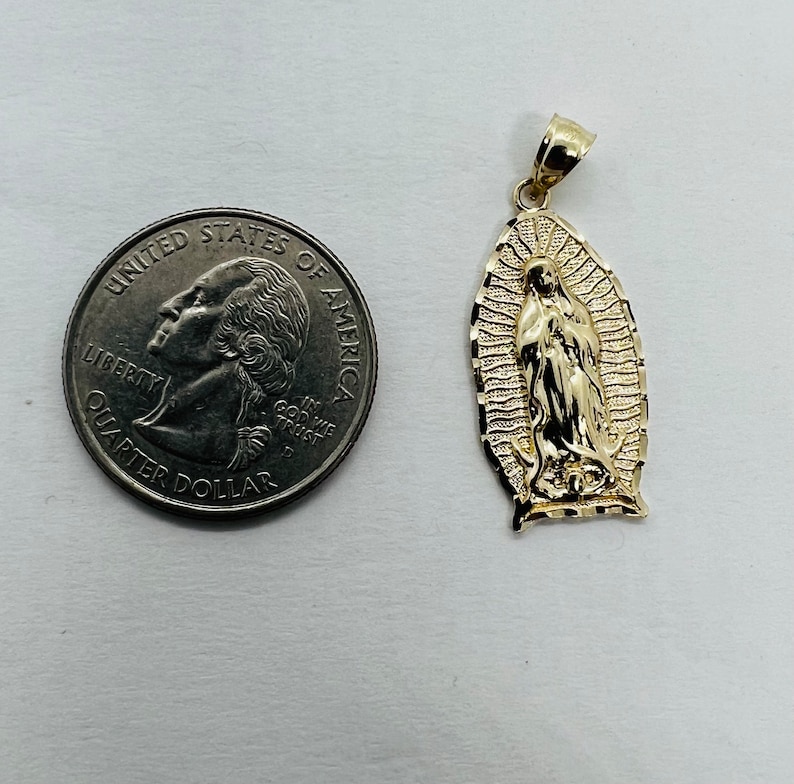 14k Solid Gold Our Lady of Guadalupe Pendant Men's Women's Medallion ...