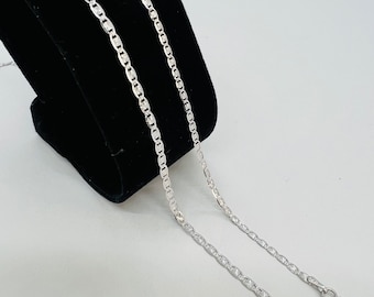 14k White Gold Chain Valentino Diamond Cut Women's Necklace 2mm