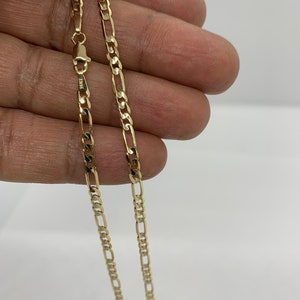 14K Solid Yellow Gold Figaro Link Chains Necklace Mens Women's 2mm-5.5mm 1630 CUSTOM LENGTHS OFFERED 3mm
