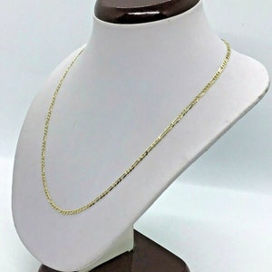 10K solid gold chain figaro link necklace 2mm Men&#39;s women’s 16”-26&quot;. Gift for women. Chain for pendant