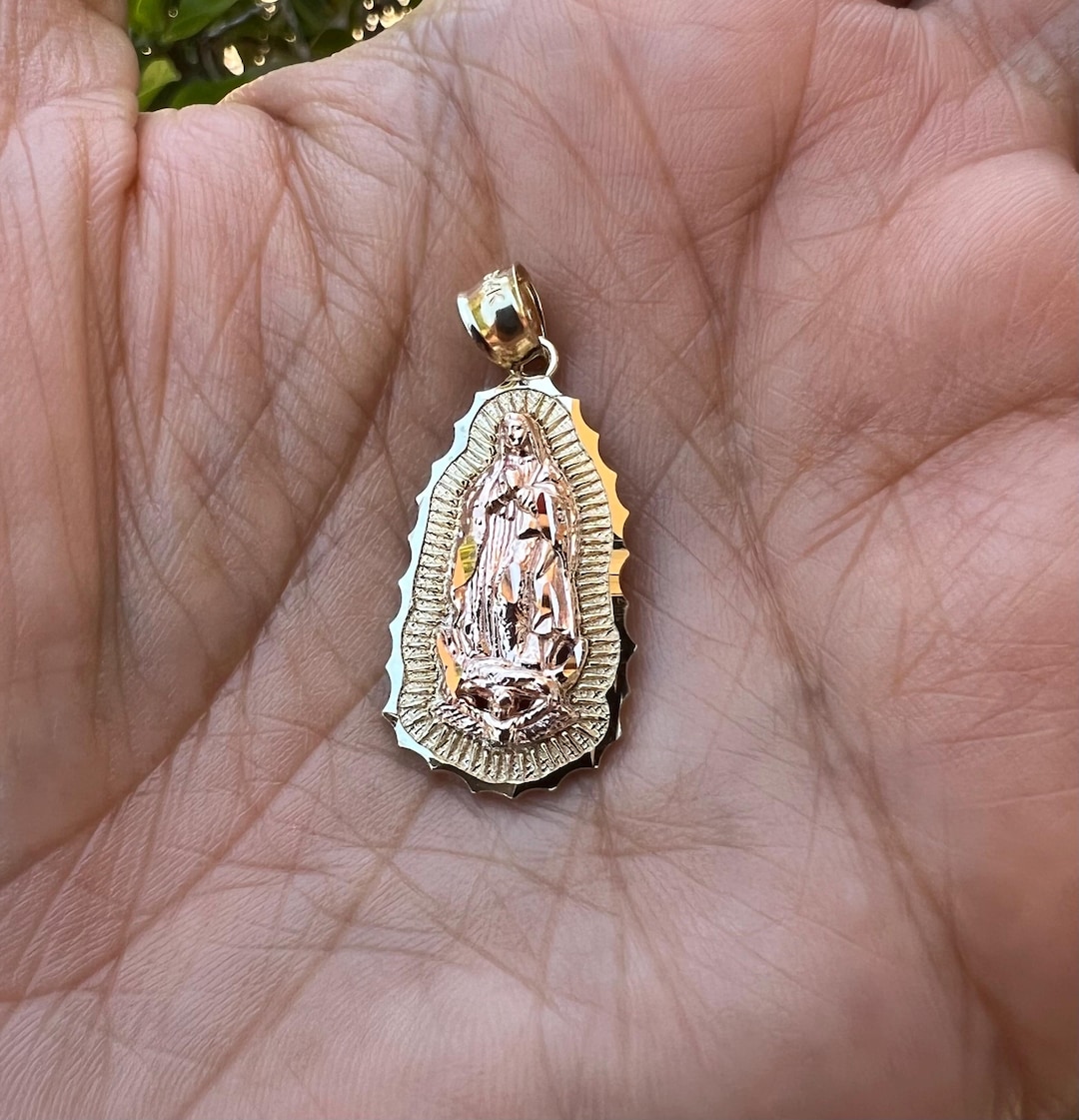 14k Solid Gold Our Lady of Guadalupe Pendant Two Tone - Etsy