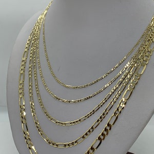 14K Solid Yellow Gold Figaro Link Chains Necklace Mens Women's 2mm-5.5mm 1630 CUSTOM LENGTHS OFFERED image 3