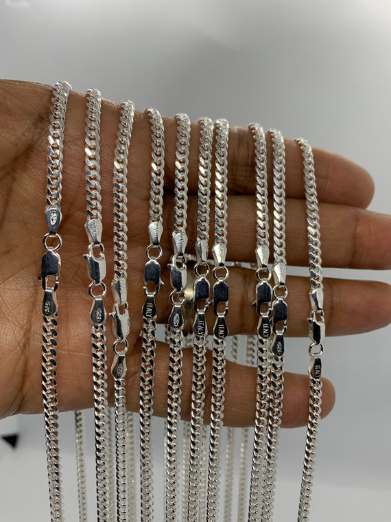 Listado al por mayor 10 cantidad 3.5mm Miami Cuban Link 925 Cadenas de plata esterlina 20