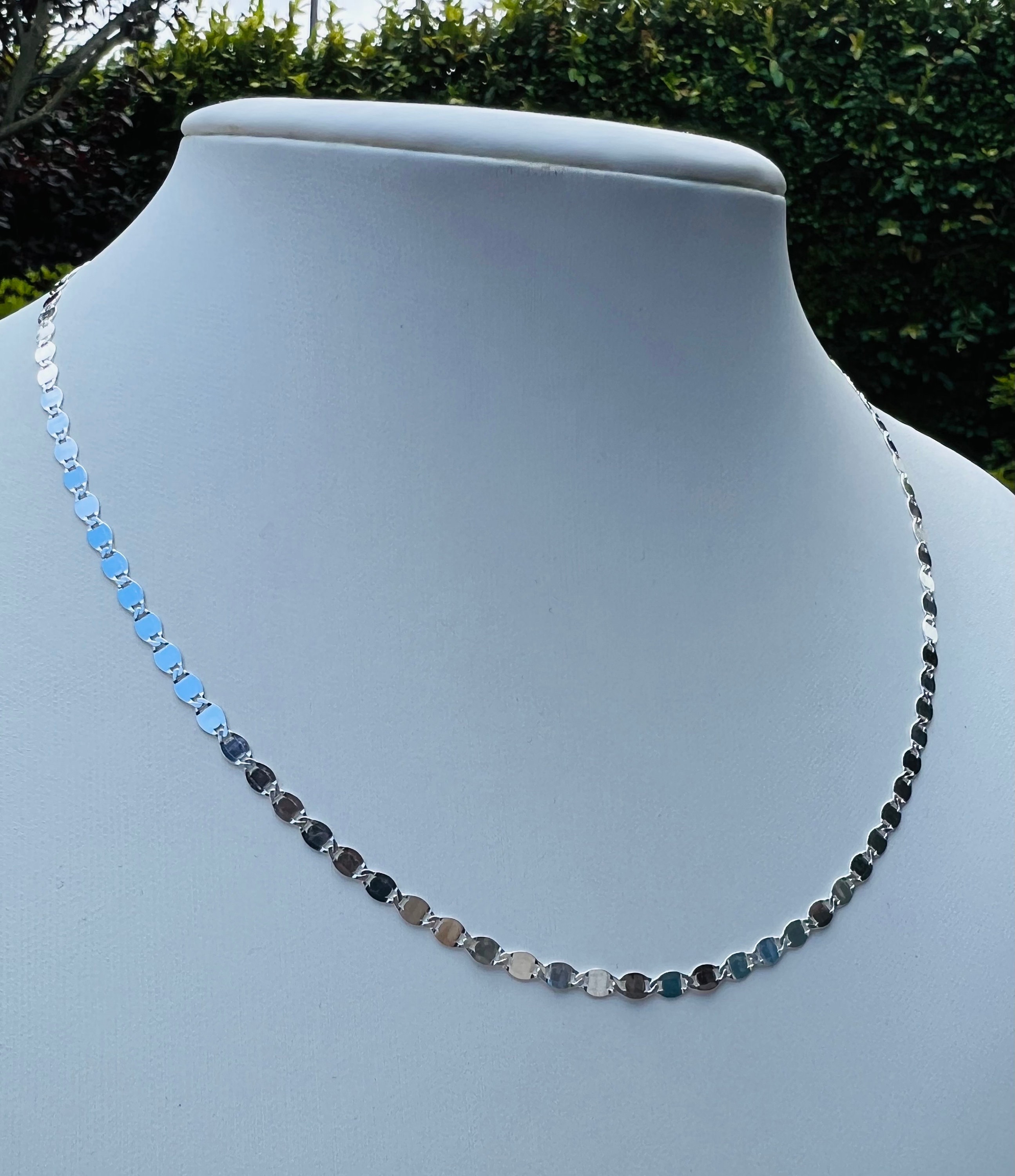 925 Sterling Silver Mirror Link Chain 2.5mm Polished Finish 16