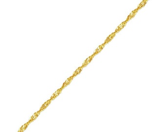 14k Solid Gold Women's Fine Singapore chain Twisted Necklace 16"-24"