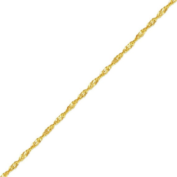 14k Solid Gold Women s Fine Singapore chain Twisted Necklace 16 24