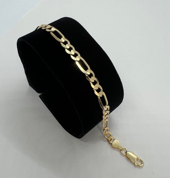 Men's Bracelet 10k Solid Gold Figaro Link Bracelet 6mm 8