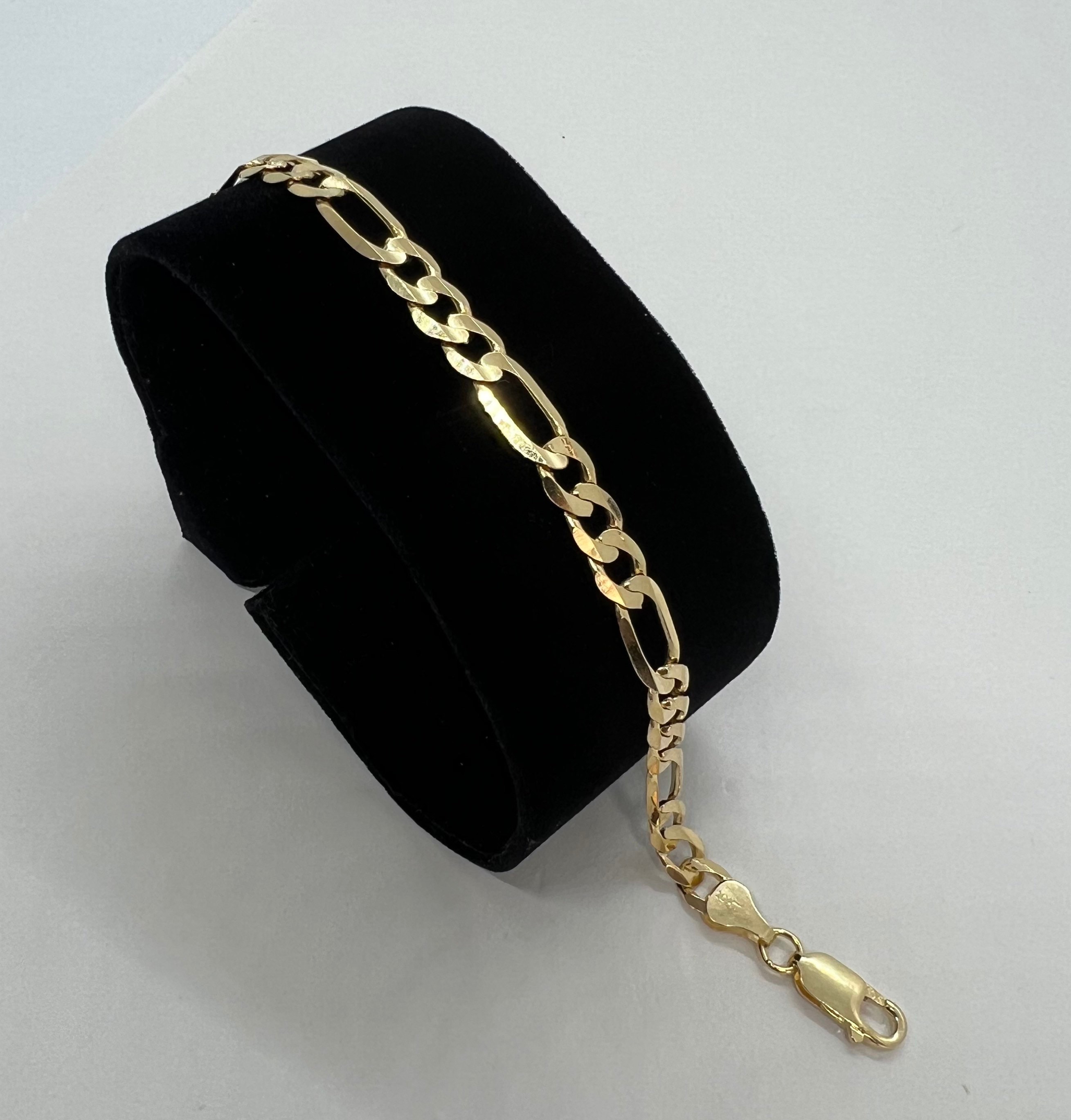 Men's Bracelet 10k Solid Gold Figaro Link Bracelet 6mm 8