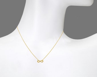 Infinity Necklace 14k Solid Gold Necklace Women's Charm 16" Minimalist necklace