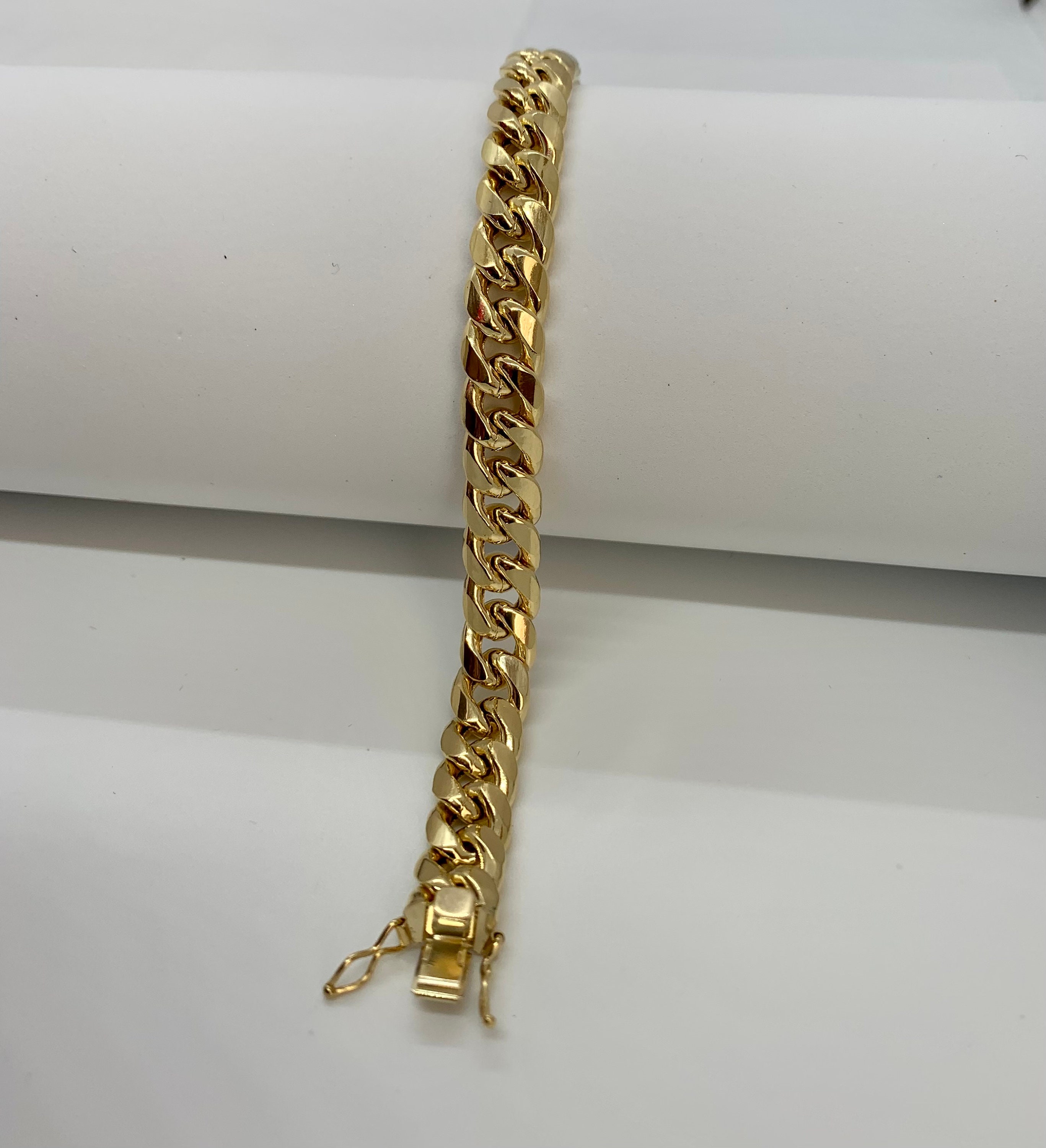 Men's Bracelet 10k Solid Gold Cuban Link Bracelet 9.25mm 8" 9" Box Lock Gift for men