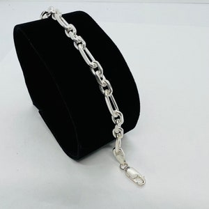 Women&#39;s Men&#39;s Bracelet 925 Sterling Silver 3+1 Cable link bracelet 5.5mm 7&quot; & 8&quot; Handmade links Bold Look Bracelet