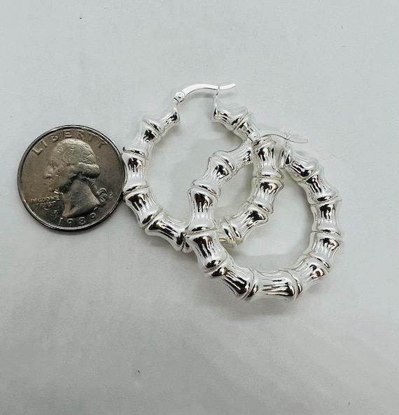 Bamboo Women's Earrings 925 Sterling Silver 1.5