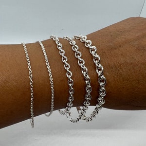925 Sterling Silver cable link link Women's Men's bracelet. charm bracelet 7" 8"