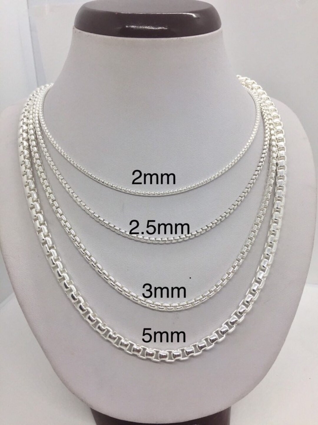 Round Box Chains 925 Sterling Silver Solid Chains 2mm-5mm