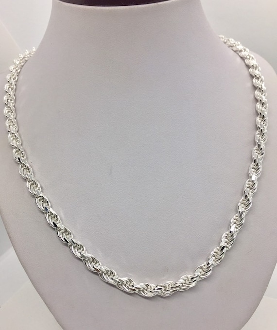 6mm 925 Sterling Silver Men's Women's Solid Rope Chain Necklace 20-30