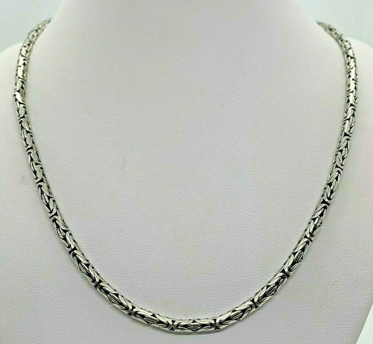925 Sterling Silver Solid Byzantine Chain/necklace Oxidized - Etsy