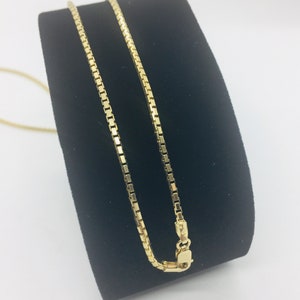 14K Solid Yellow Gold Box Chain Necklace Women&#39;s 1.5mm Length 16&quot; to 24&quot;